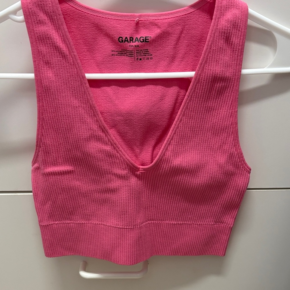 Garage Hot Pink Ribbed Crop Top